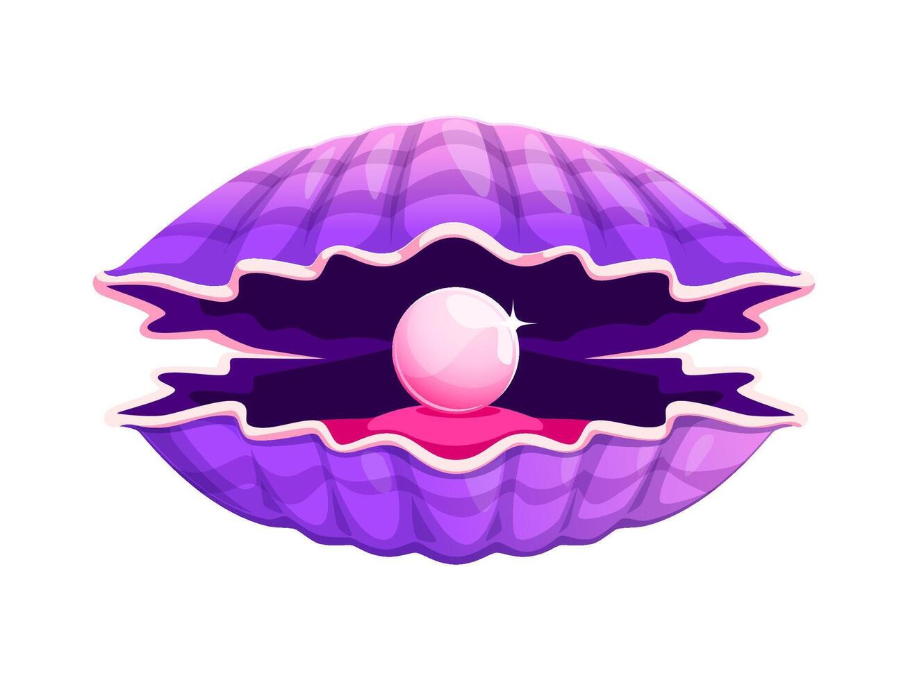 Cartoon pearl shell scallop, underwater oyster vector