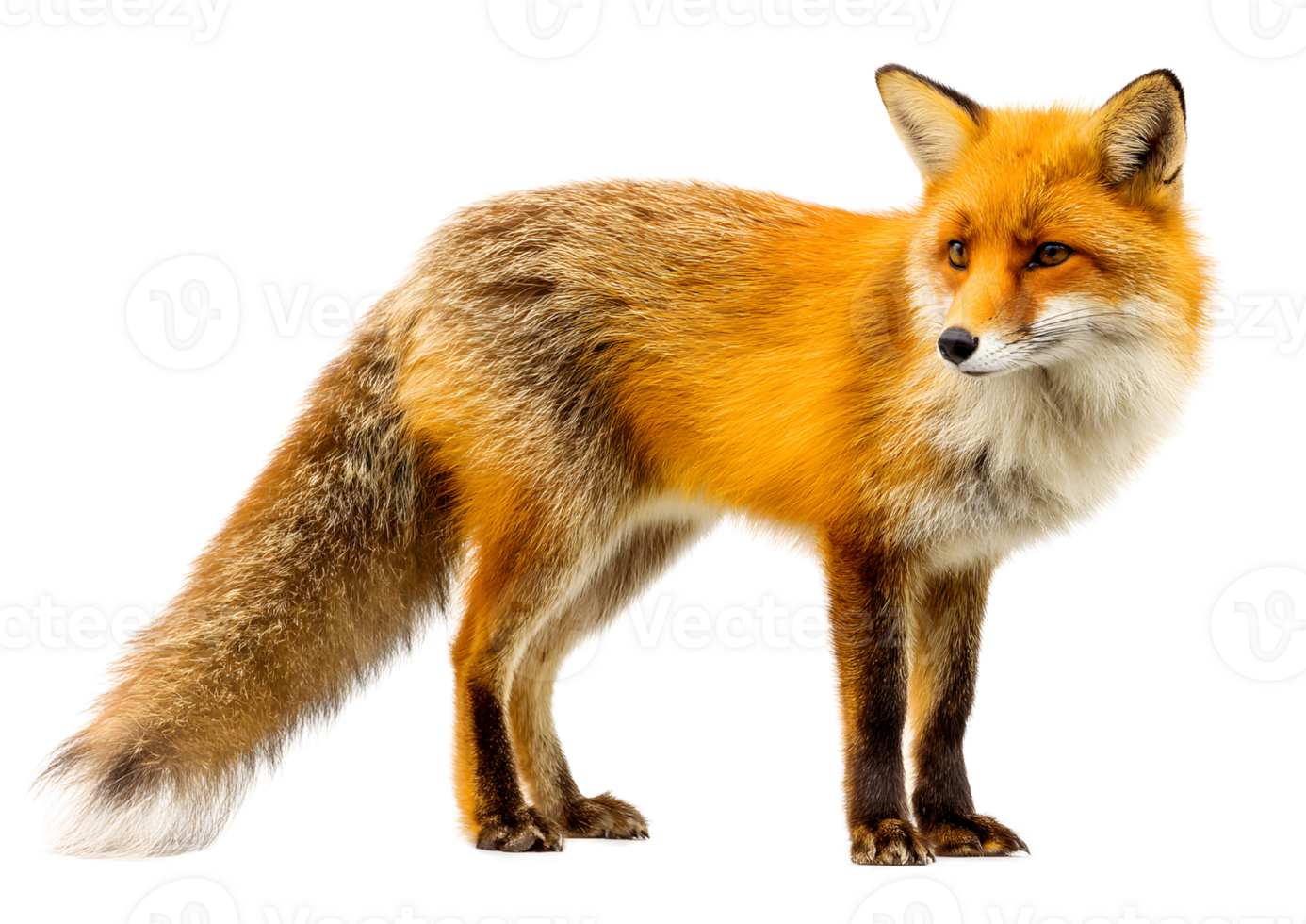 Fox isolate on transparent background in format realistic wild animal design png