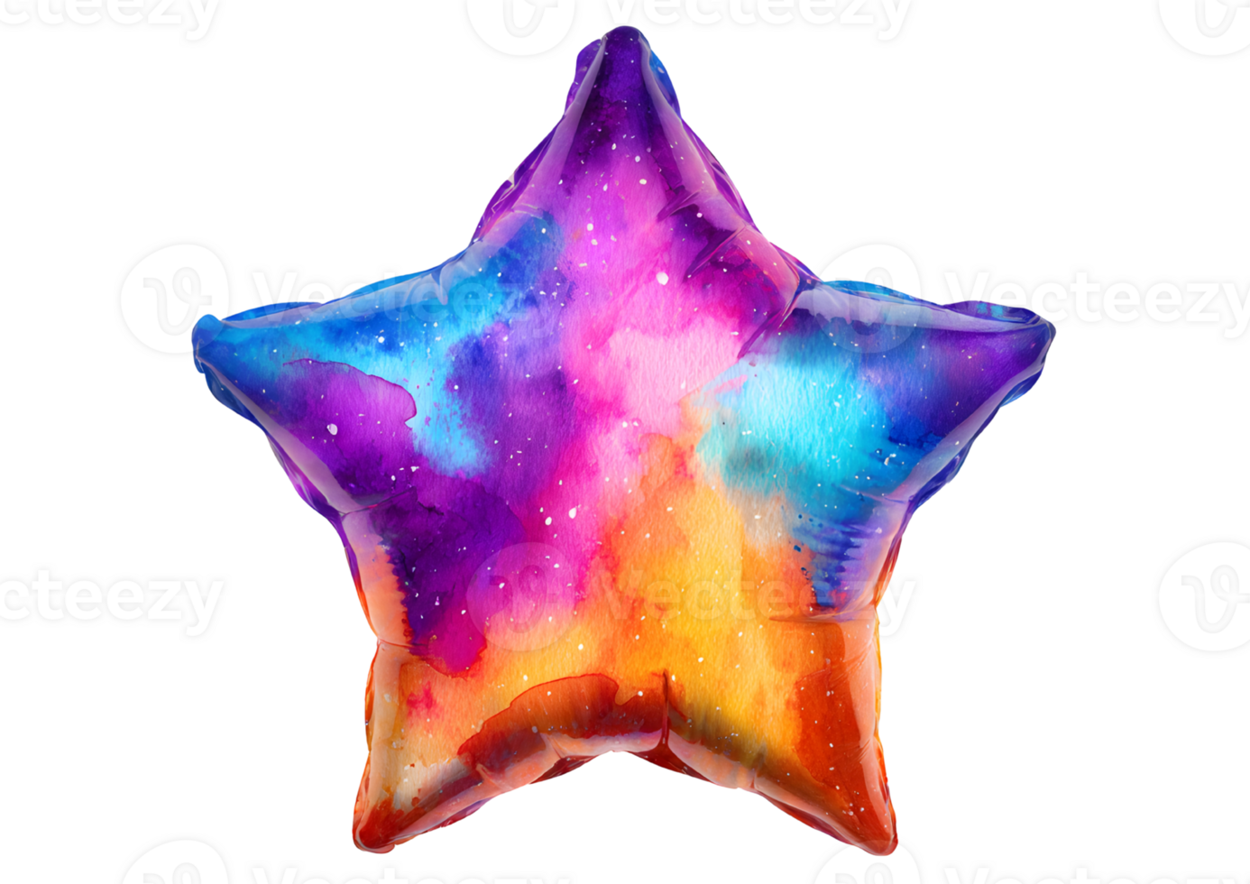 Bright star shape balloon on a transparent background. Fun and festive design element png