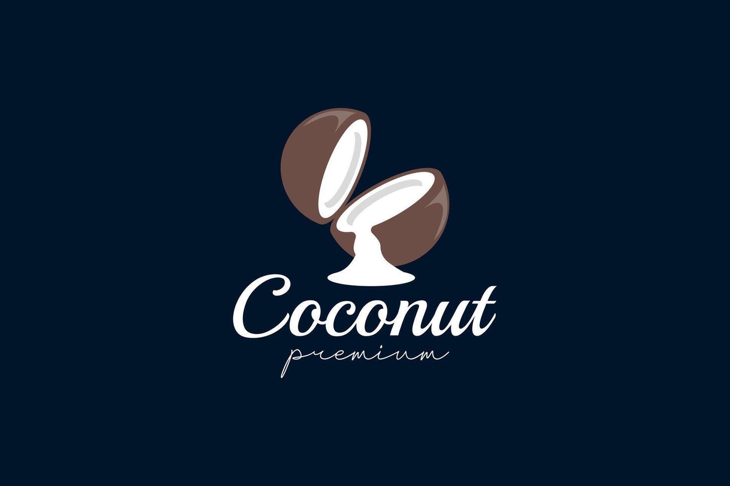 Flat design coconut logo for beverage brands, tropical cafes, or summer promotions. vector