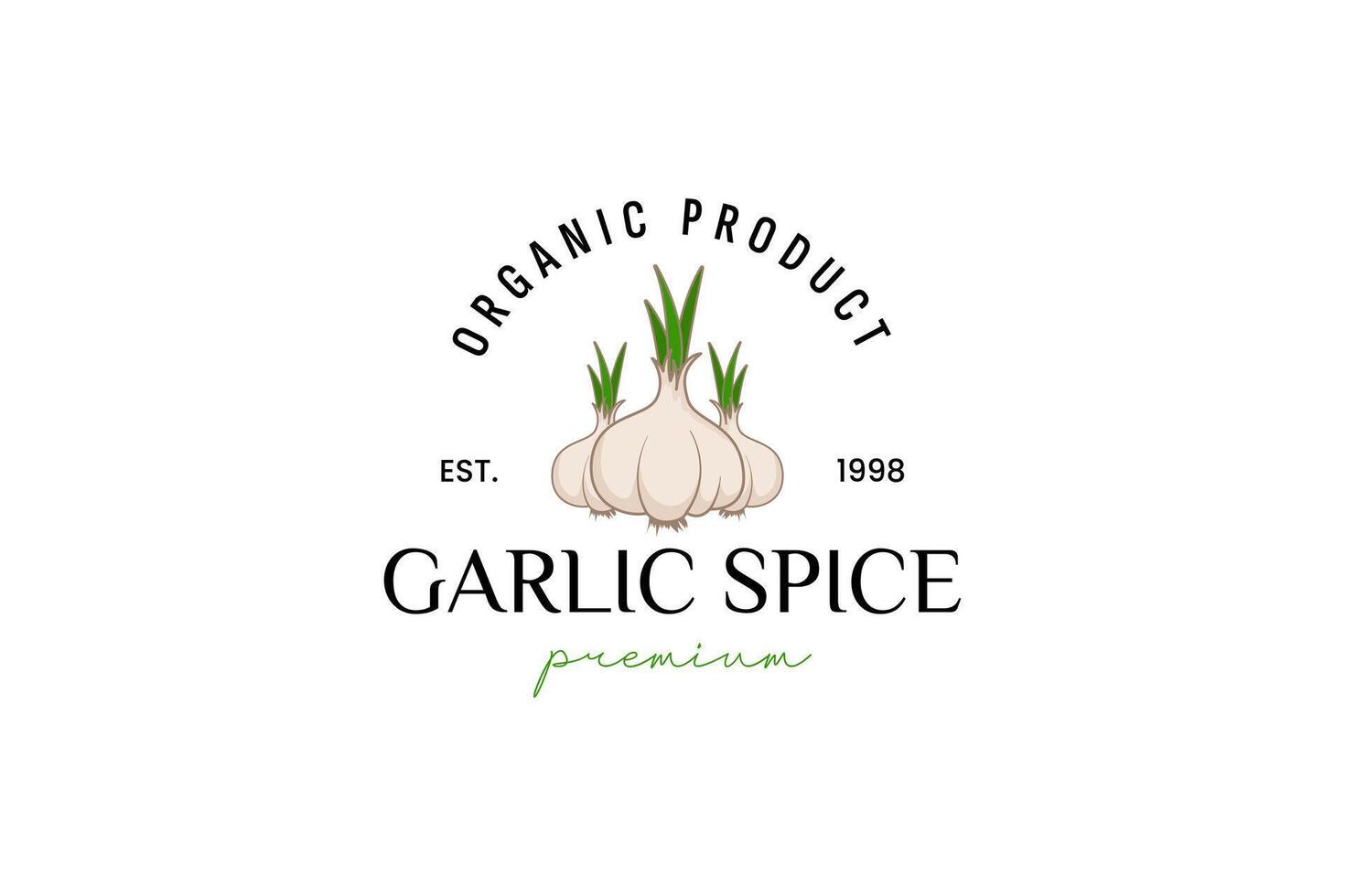 Simple garlic logo design, perfect for organic food, farming, or culinary branding. vector