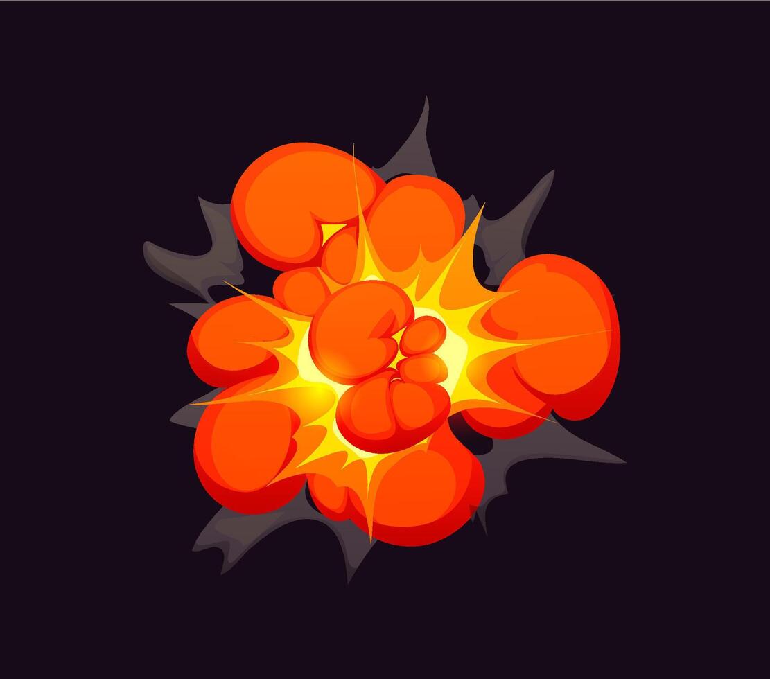 Cartoon bomb explosion blast fire and smoke vector