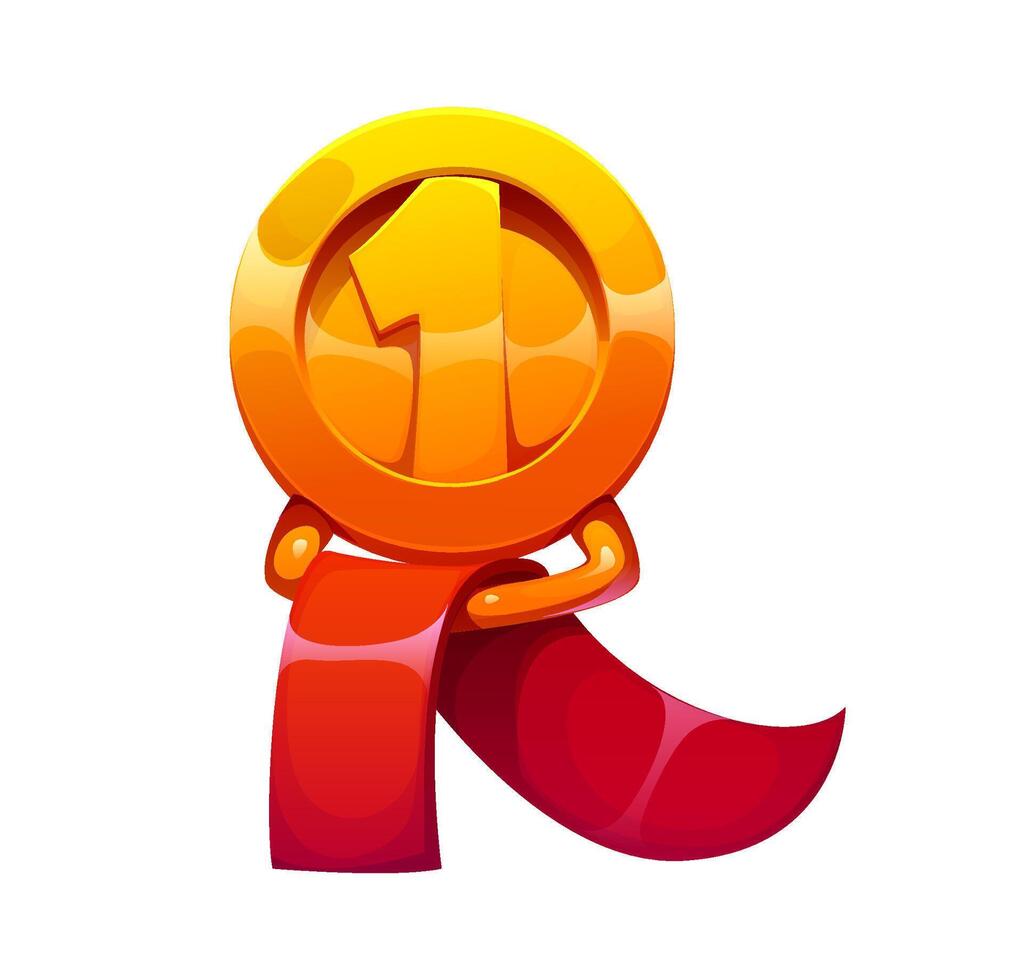 Racing competition font first place medal letter R vector