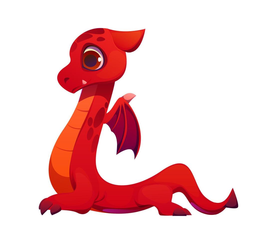 Fairy red dragon cartoon character font letter L vector
