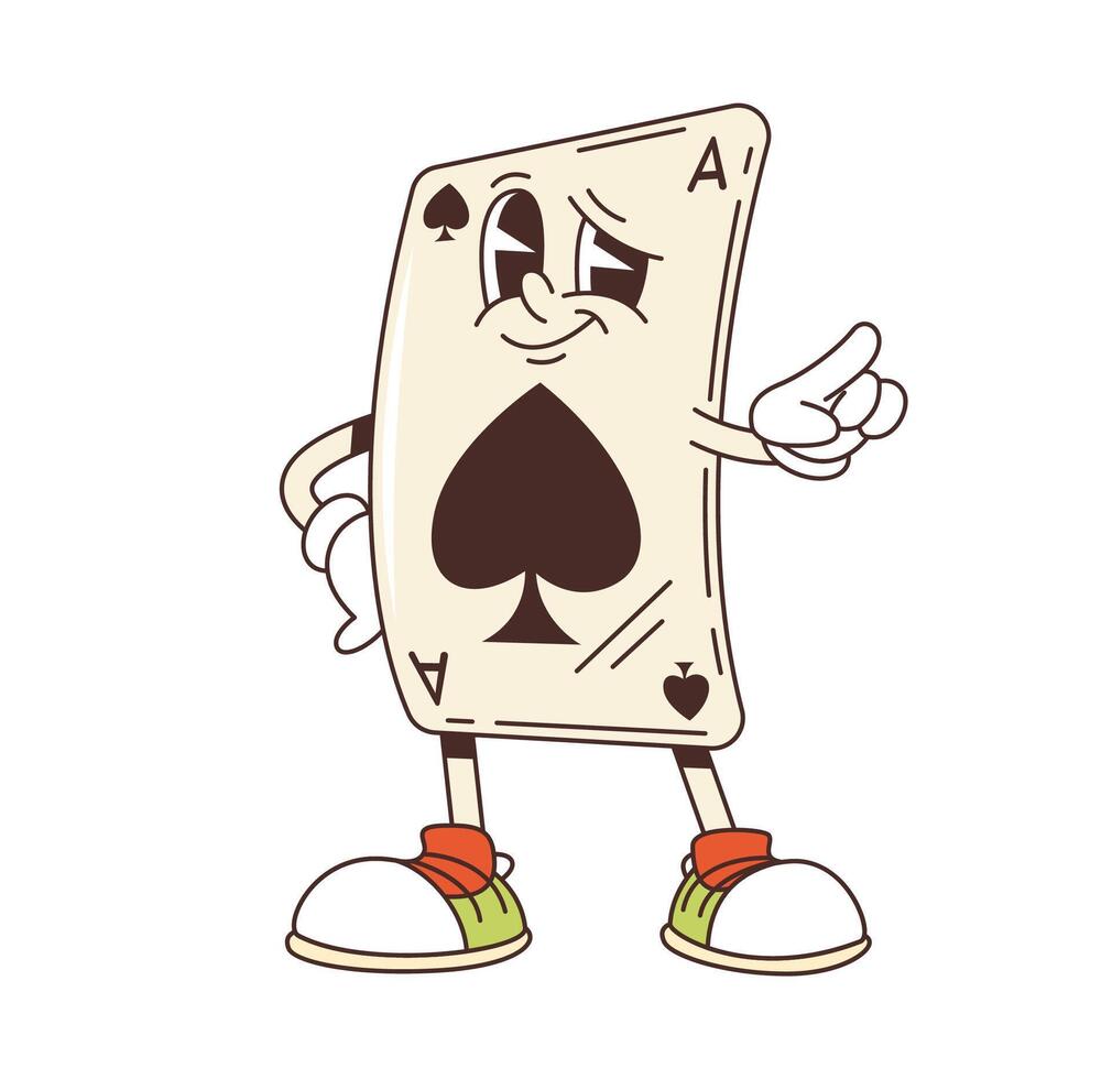 Groovy casino ace of spades card character vector