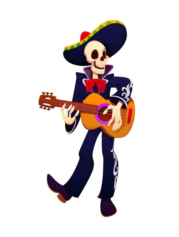 Day of dead mariachi skeleton holiday character vector