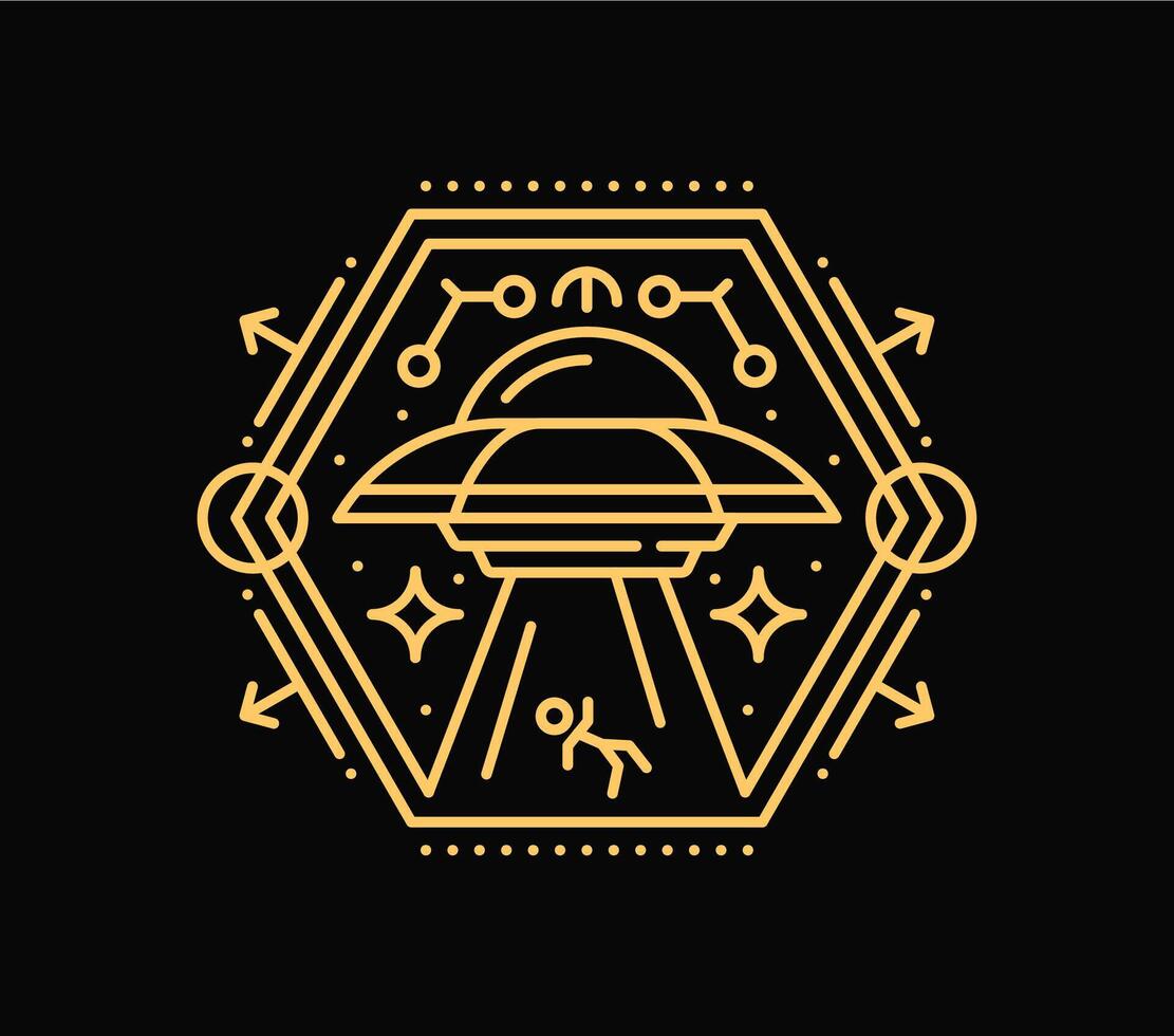 Celestial Y2K esoteric UFO saucer symbol or tattoo vector