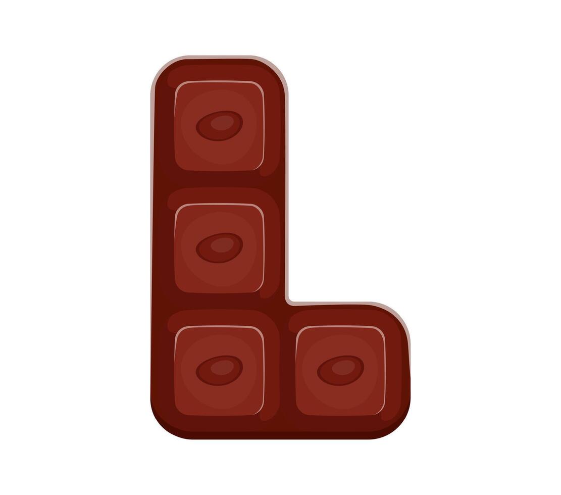 Sweet dessert font typeset chocolate bar letter L vector