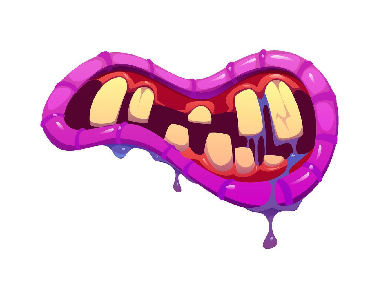 Halloween creepy monster jaw with dripping saliva vector