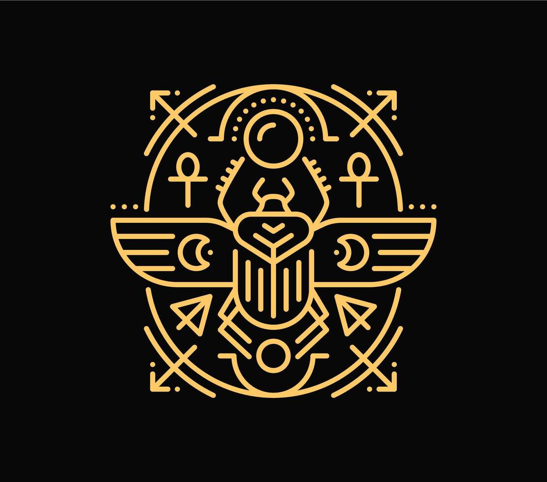 Esoteric Tarot cards line symbol, magic astrology vector