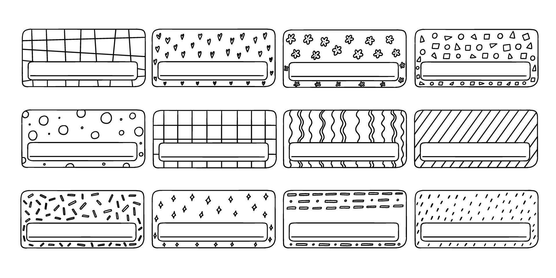 School name tag doodle sticker vector