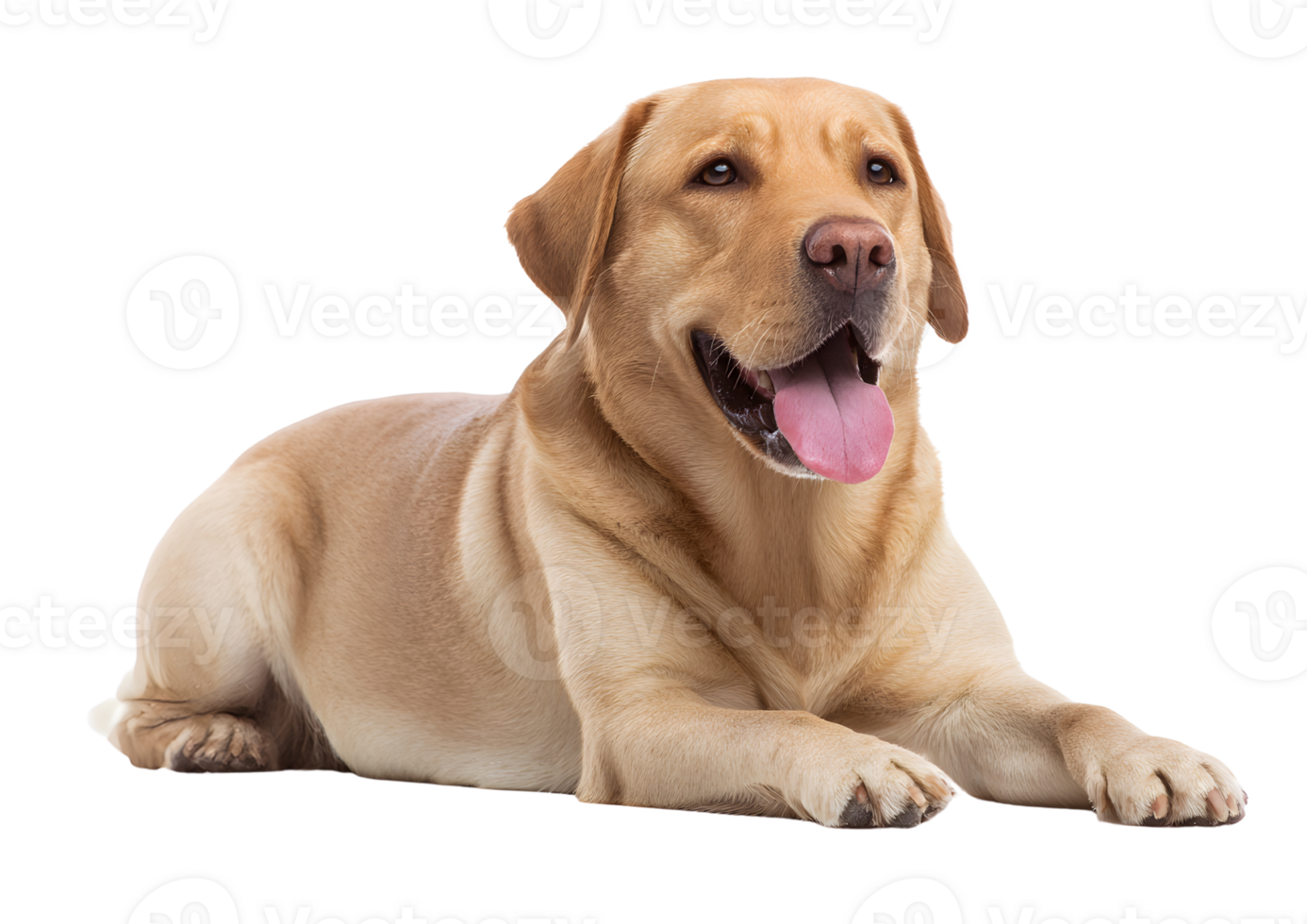 Friendly Labrador Retriever dog transparent isolated image showcasing its playful expression and strong build. png