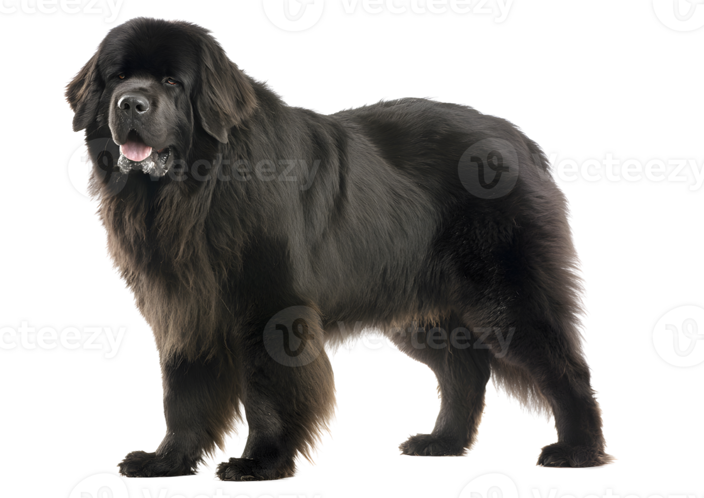 Friendly Newfoundland dog transparent isolated image showcasing its impressive size and loving nature. png