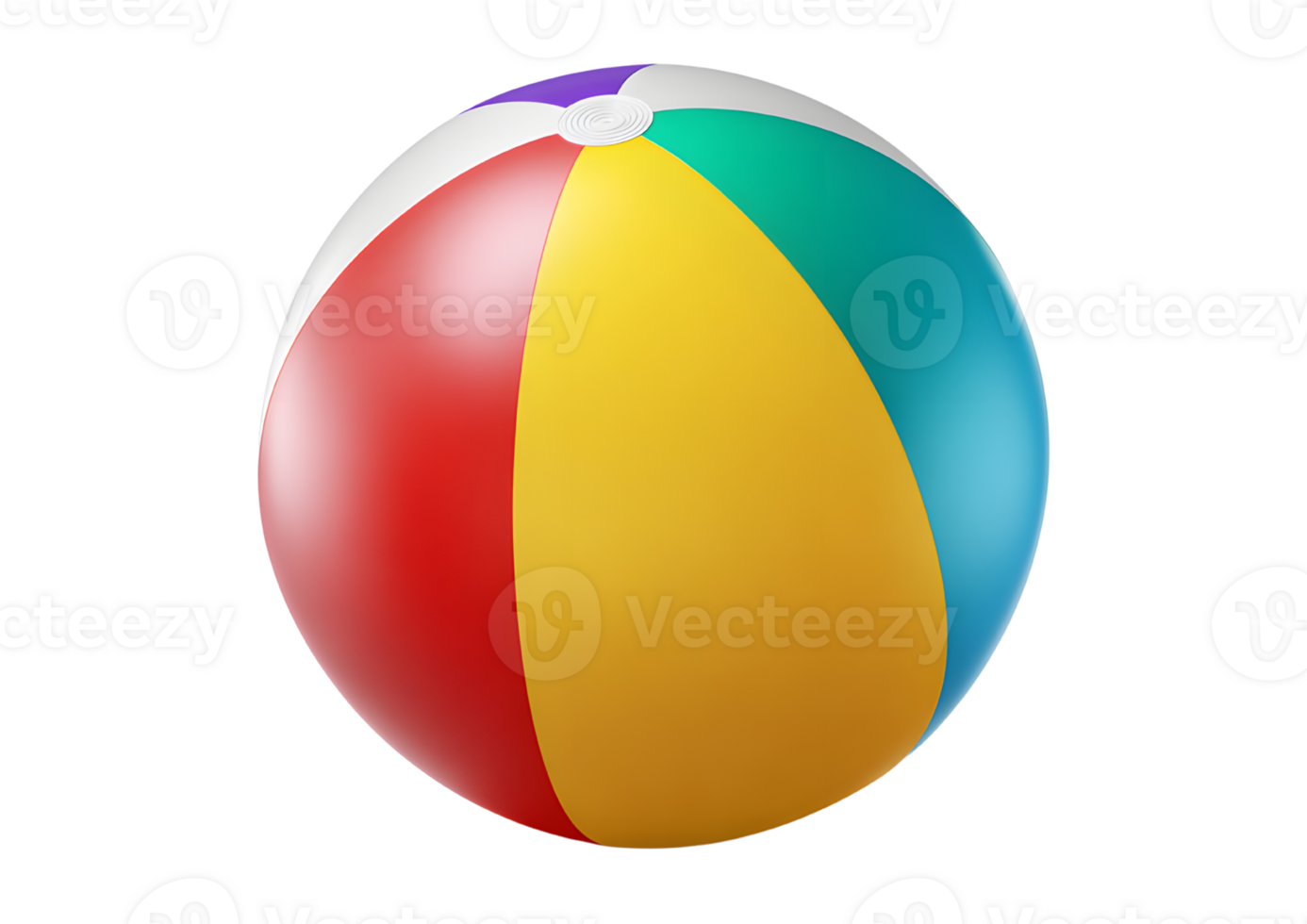 Colorful beach ball transparent background for summer fun and beach activities. png