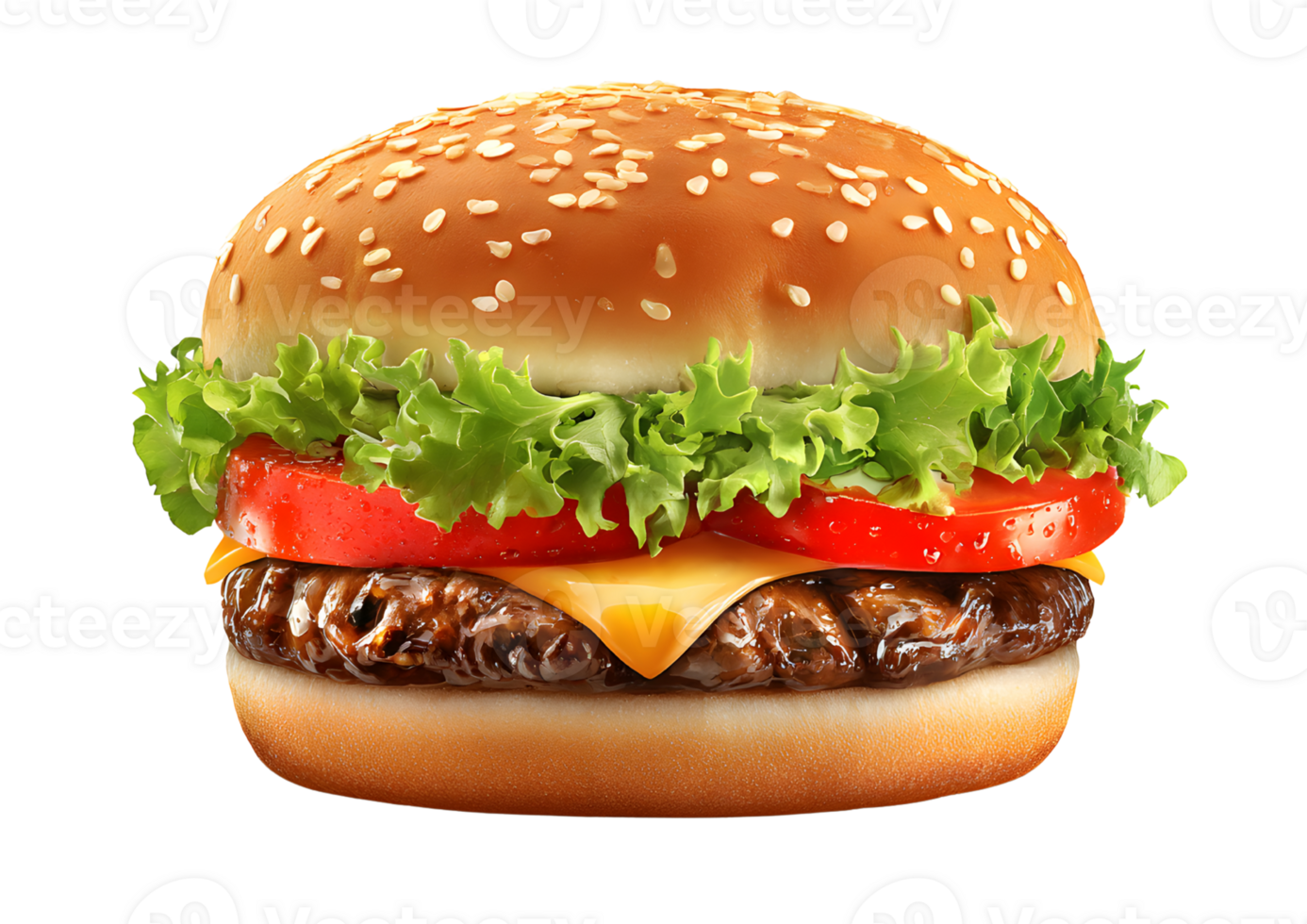 Delicious burger illustration with transparent background in format showcasing fresh ingredients and vibrant colors. png