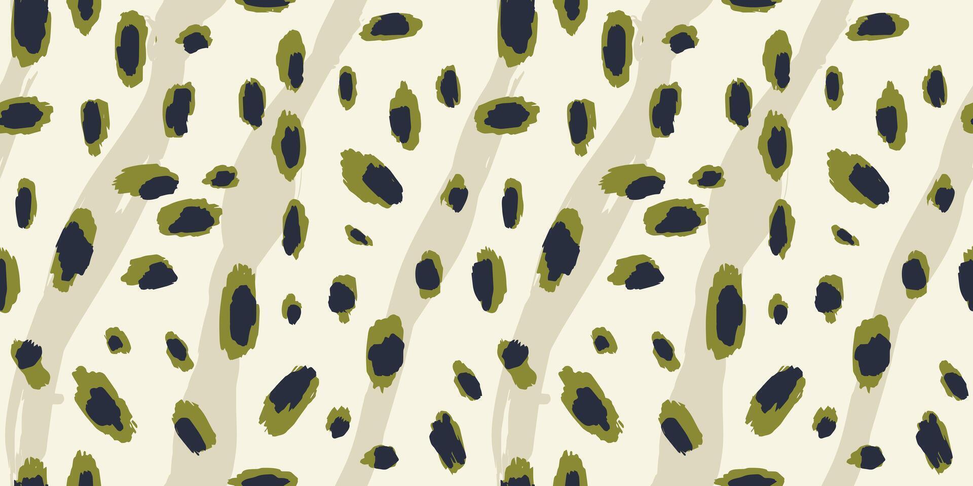Hand Drawn animal skin fur print seamless pattern with nature whimsical shapes, spots, dots and lines with textures. Vibrant jungle boho print. Modern exotic collage geometric illustration vector
