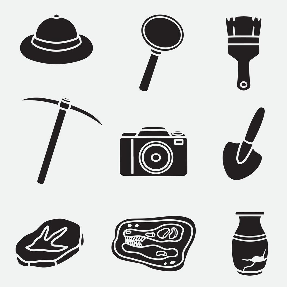 set of archeology good for icon, symbol, logo, element design, silhouette design, etc vector