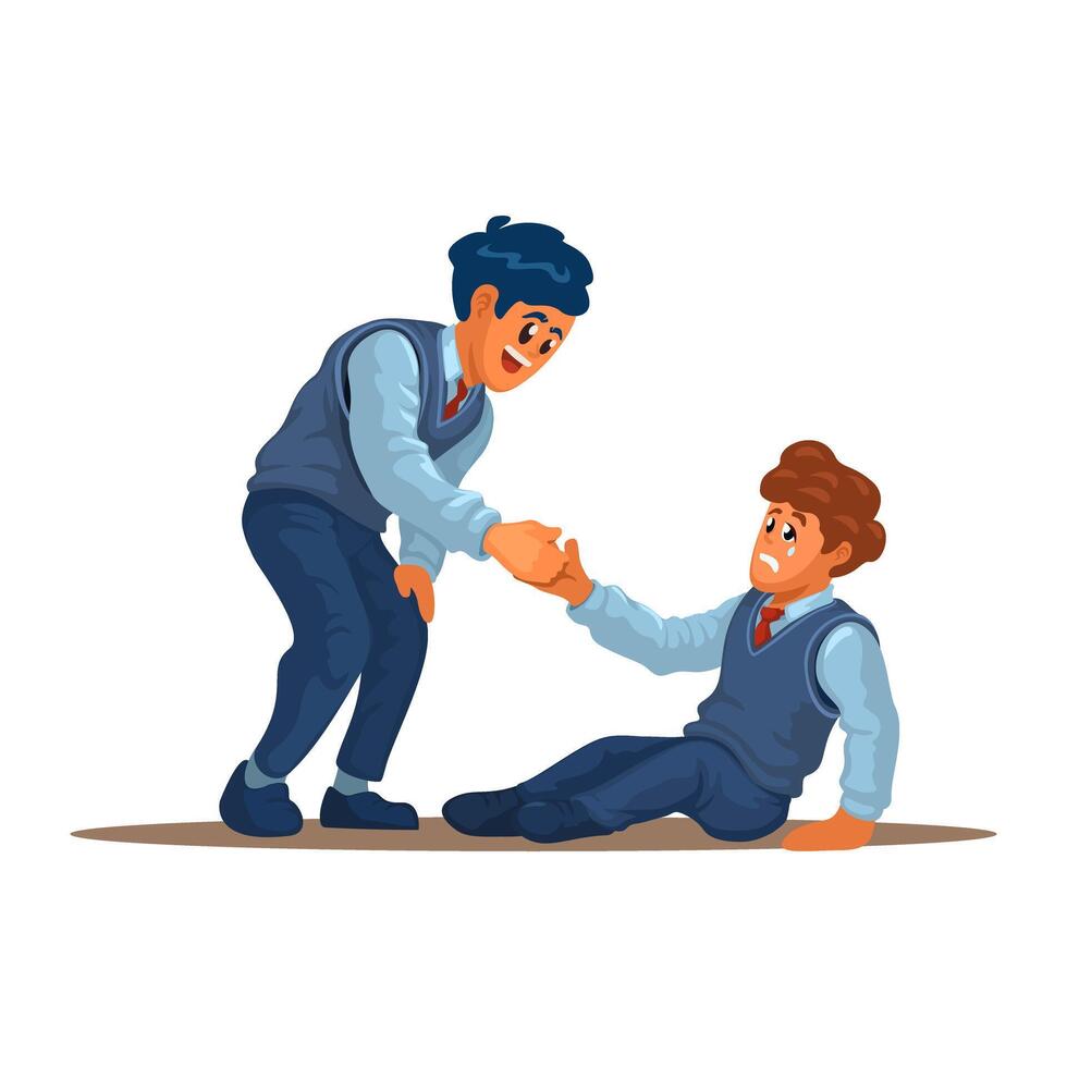 Boys helping each other in an illustration vector