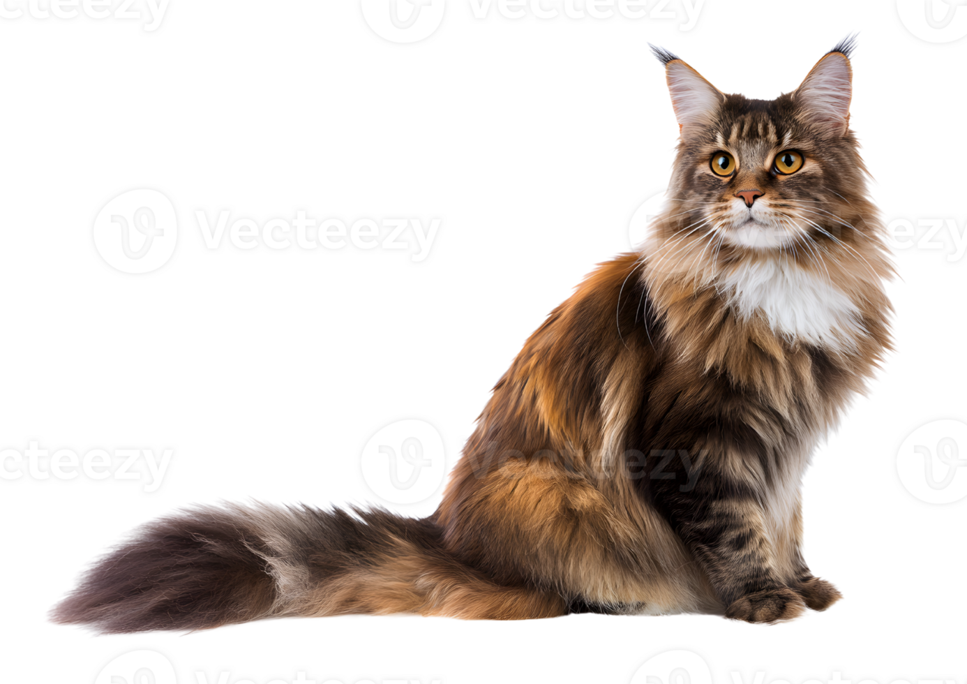 Elegant Persian cat on a transparent background showcasing its luxurious fur and striking features. png