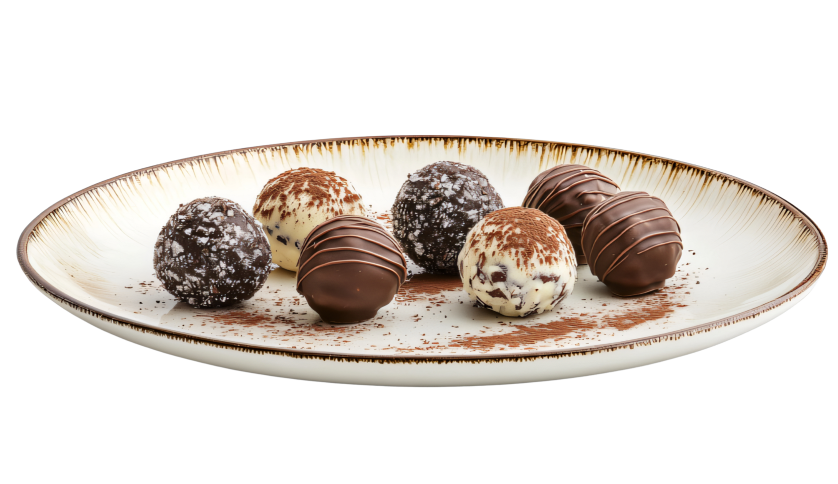 Assorted Chocolate Truffles on Plate png