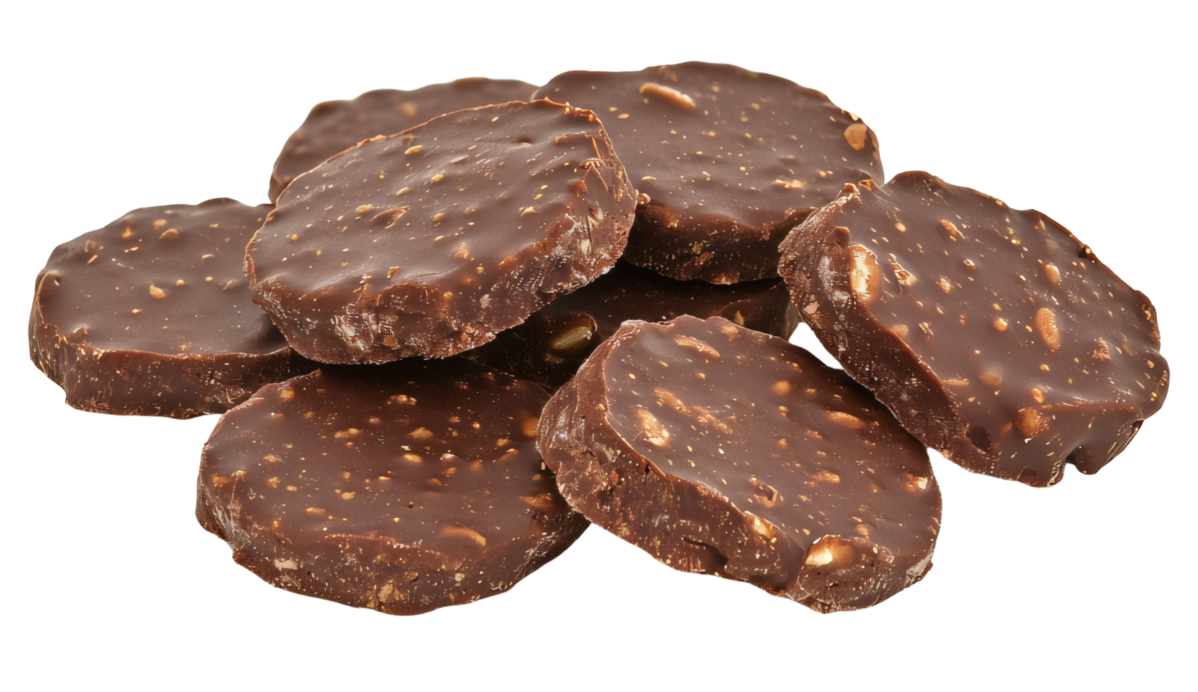 Delicious Chocolate Discs with Nuts png
