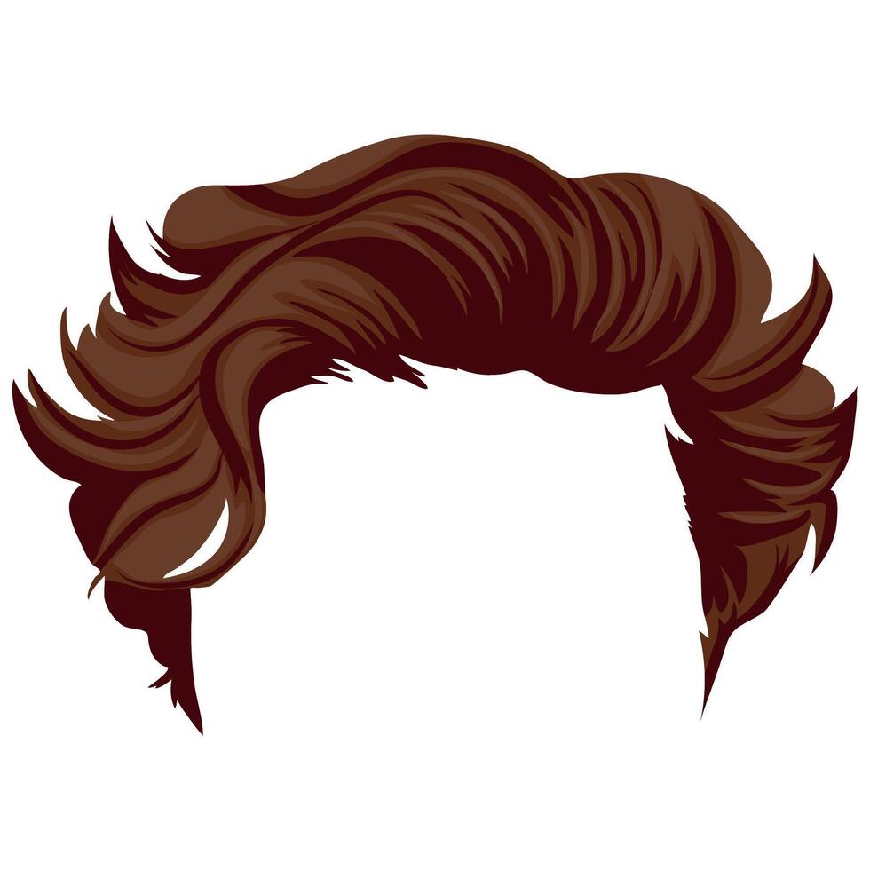 men's unruly brown medium length hair styling template for male characters vector