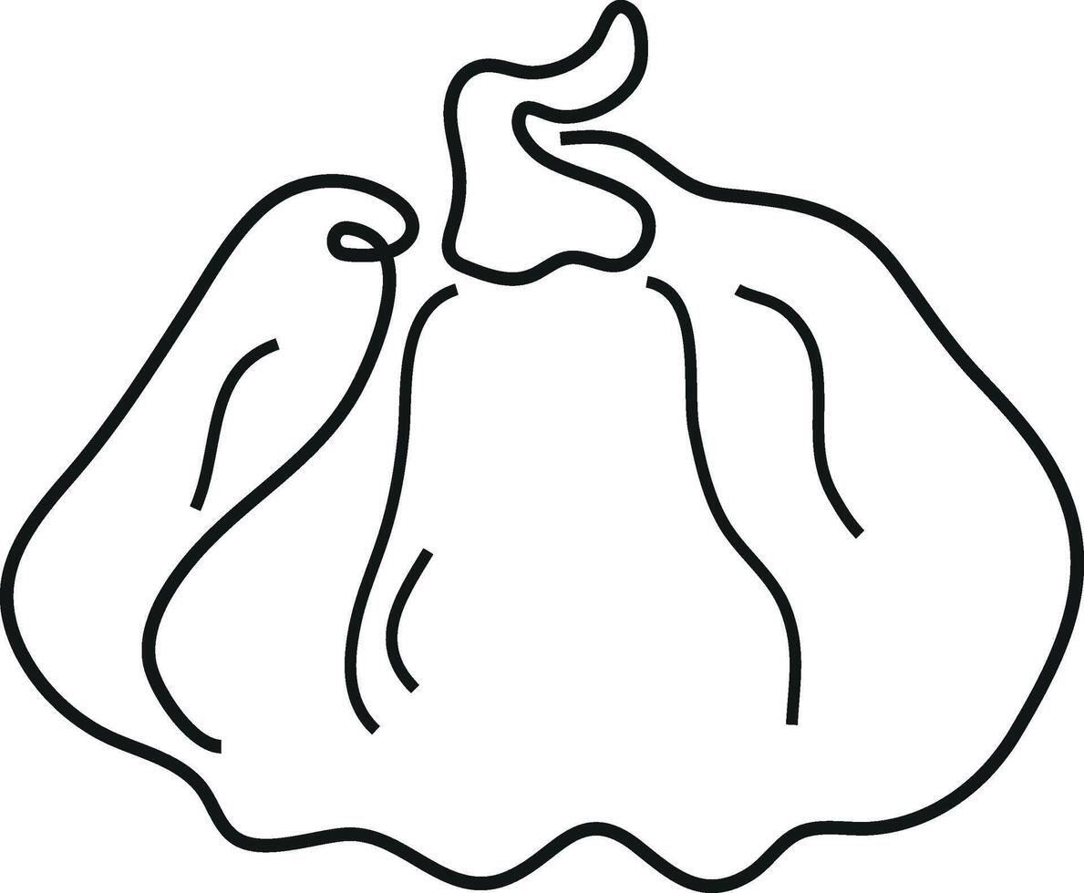 simple line art icon of a round ripe pumpkin with a tail, for logos or patterns vector
