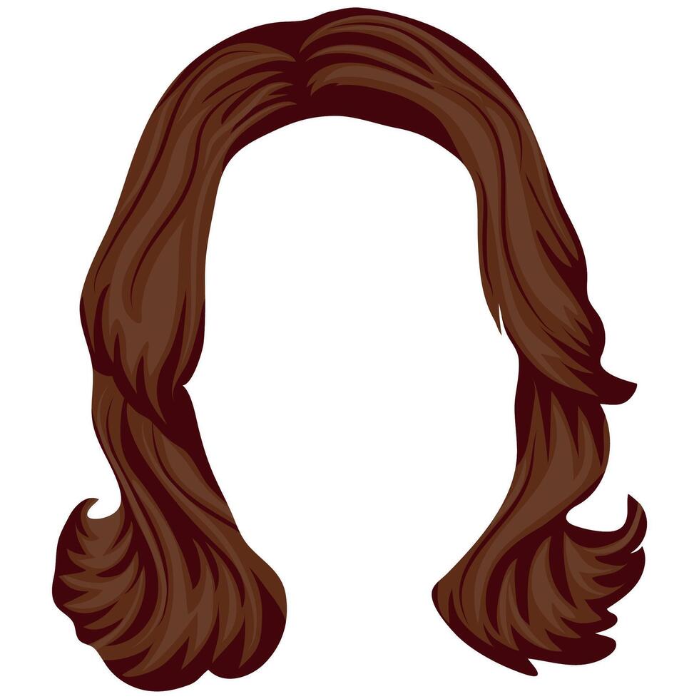 women's haircut template for smooth brown medium length hair for female characters vector