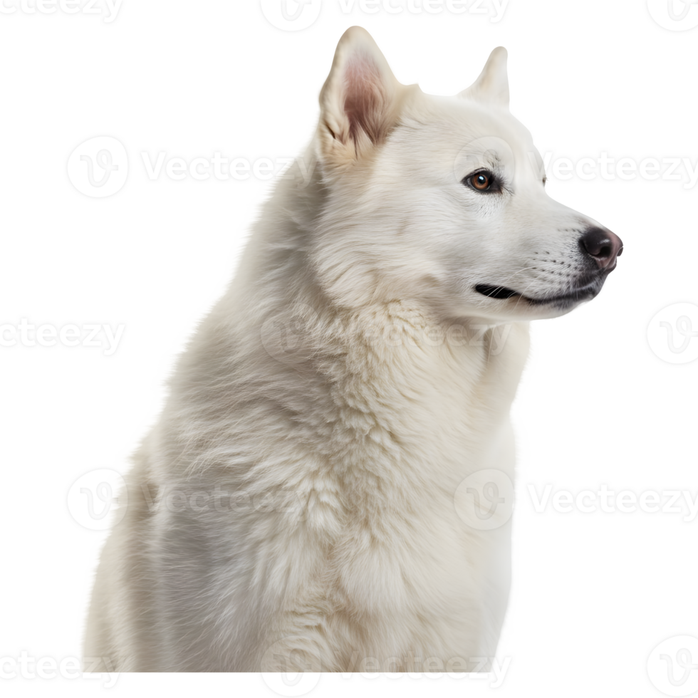 Majestic White Husky Dog Portrait, Profile View, Fluffy Coat png