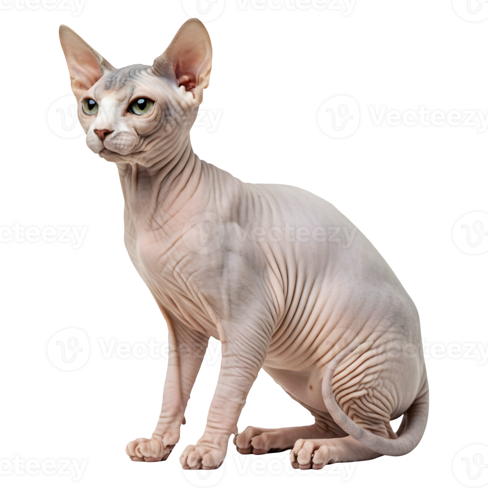 A Portrait of a Graceful Sphynx Kitten in a Sitting Position png