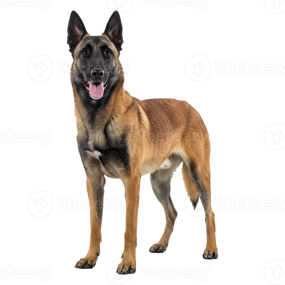 Majestic Belgian Malinois Dog Portrait, Standing Alert and Happy png