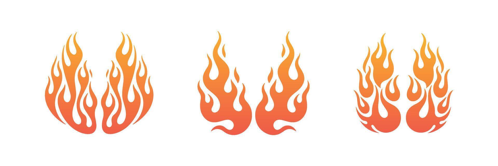Unique Crayon drawn red fire flames icons collection. Fire flame icon. Crayon logo. Hot fire on white background. Flame simple illustration. Graphic heat symbol vector