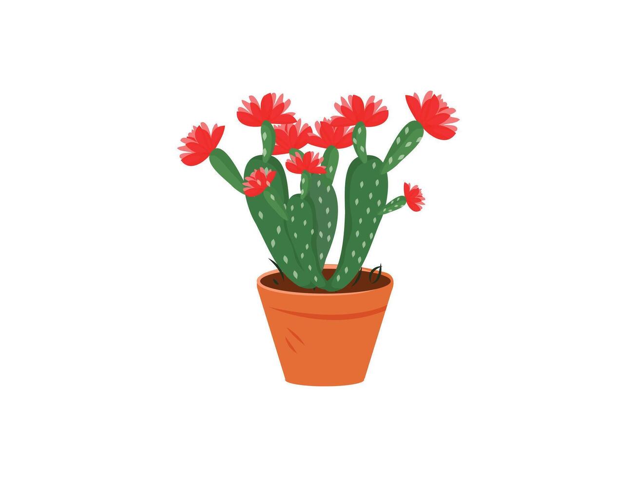 Green cactus in the pot, cactus art illustration icon logo design white background vector