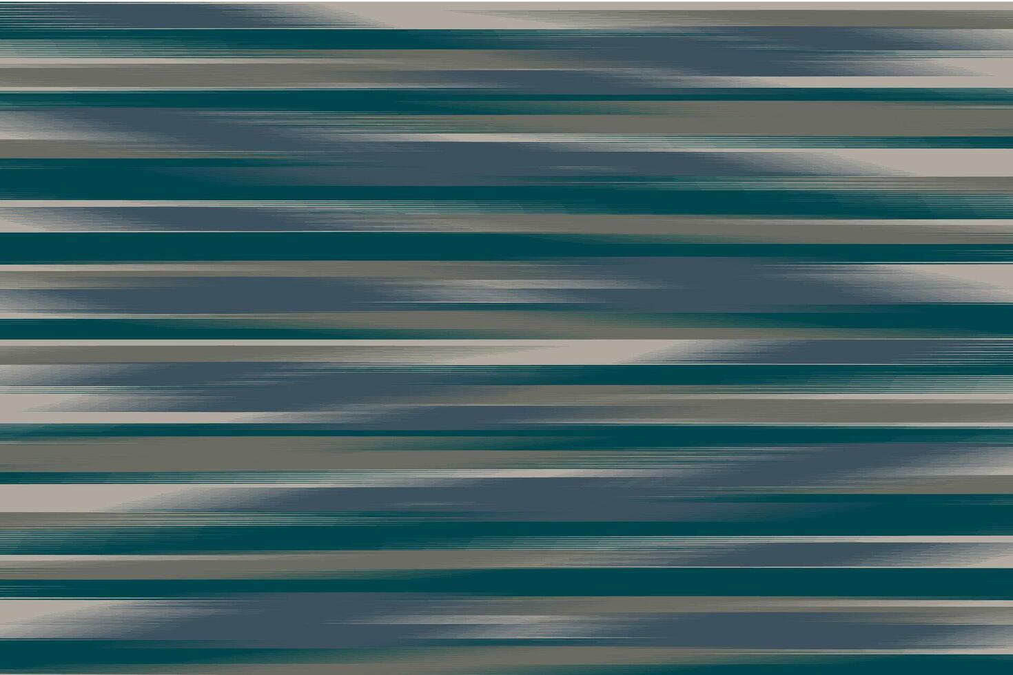 Teal and Grey Ikat Textile with Horizontal Lines. vector