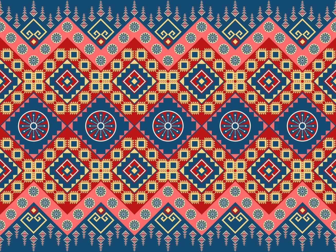 Colorful geometric textile pattern design vector