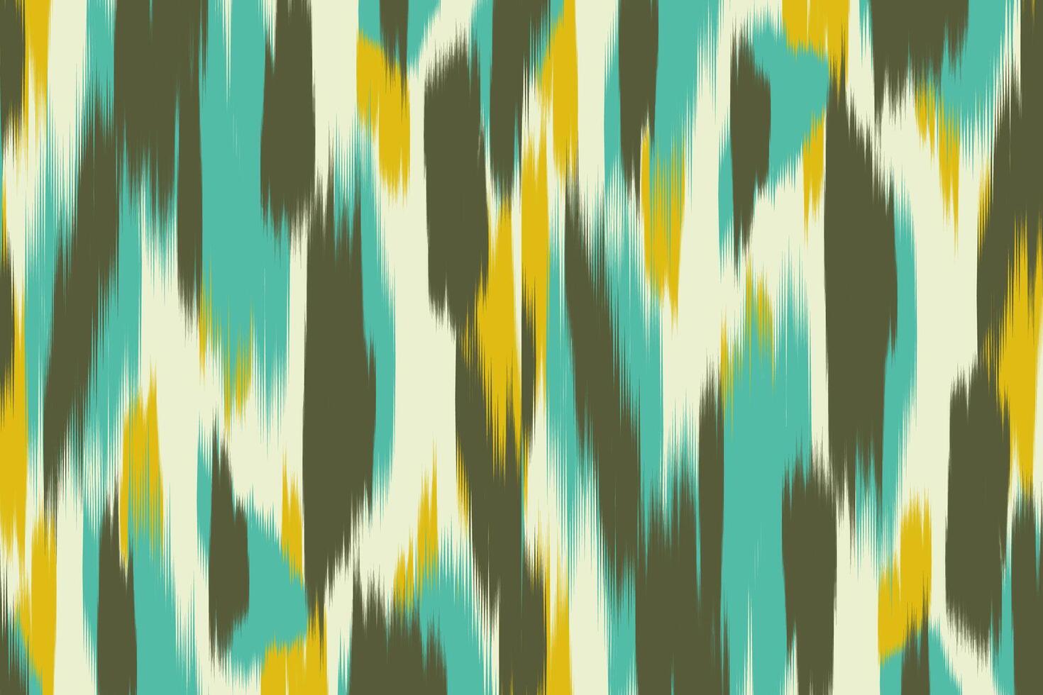 Abstract Ikat Texture in Teal, Mustard, and Olive Green. vector