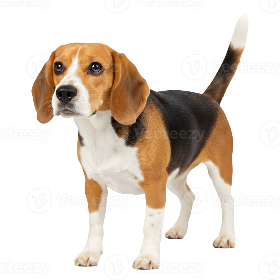 A Charming Young Beagle Dog Portrait, Alert and Attentive png