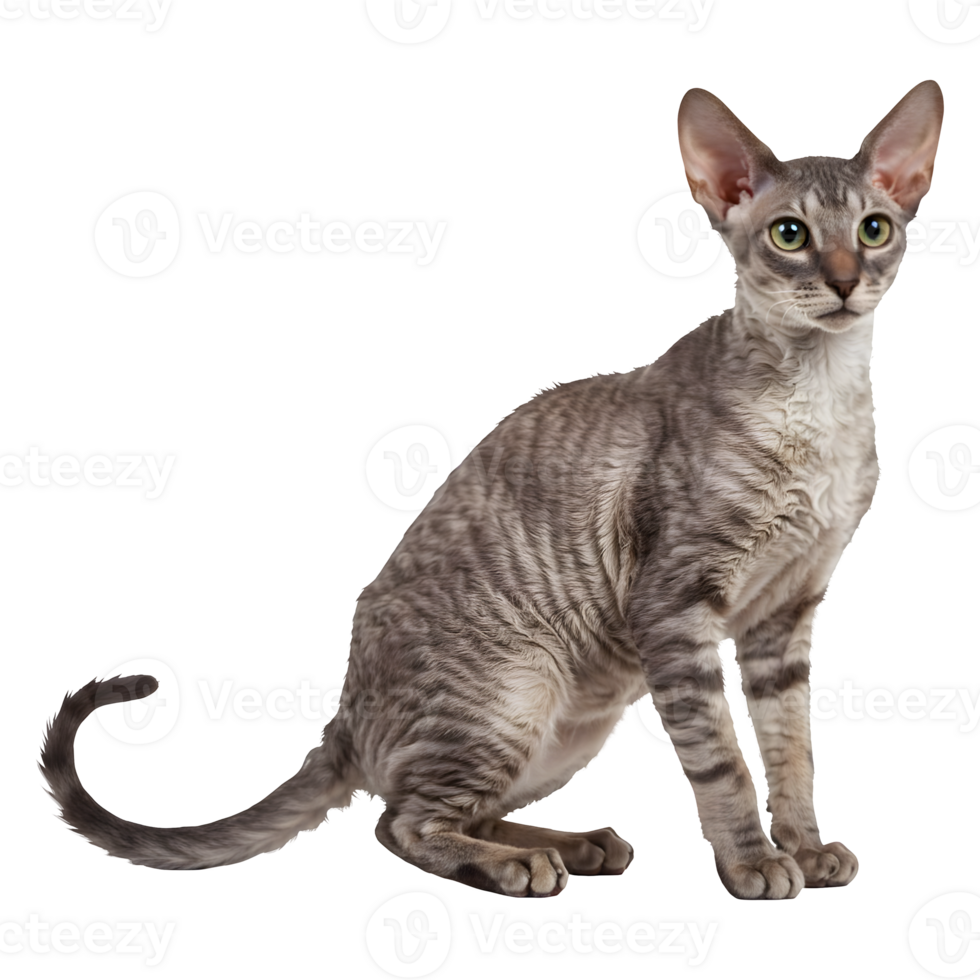 A Majestic Cornish Rex Cat, Poised and Graceful in Profile png