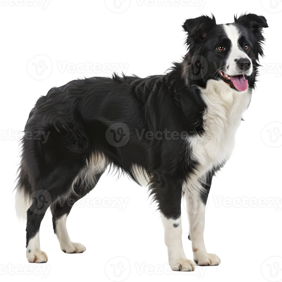 Magnificent Black and White Border Collie Dog Portrait png
