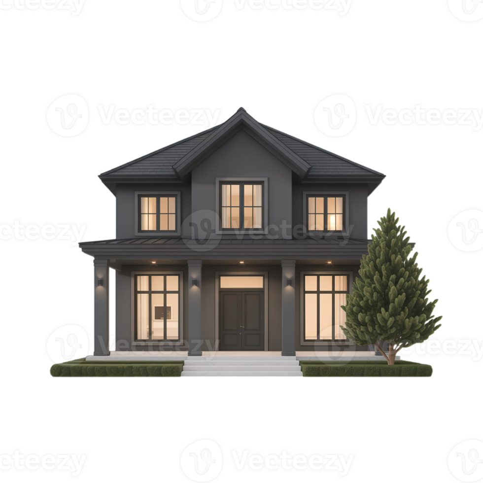 A house with a tree in front of it png