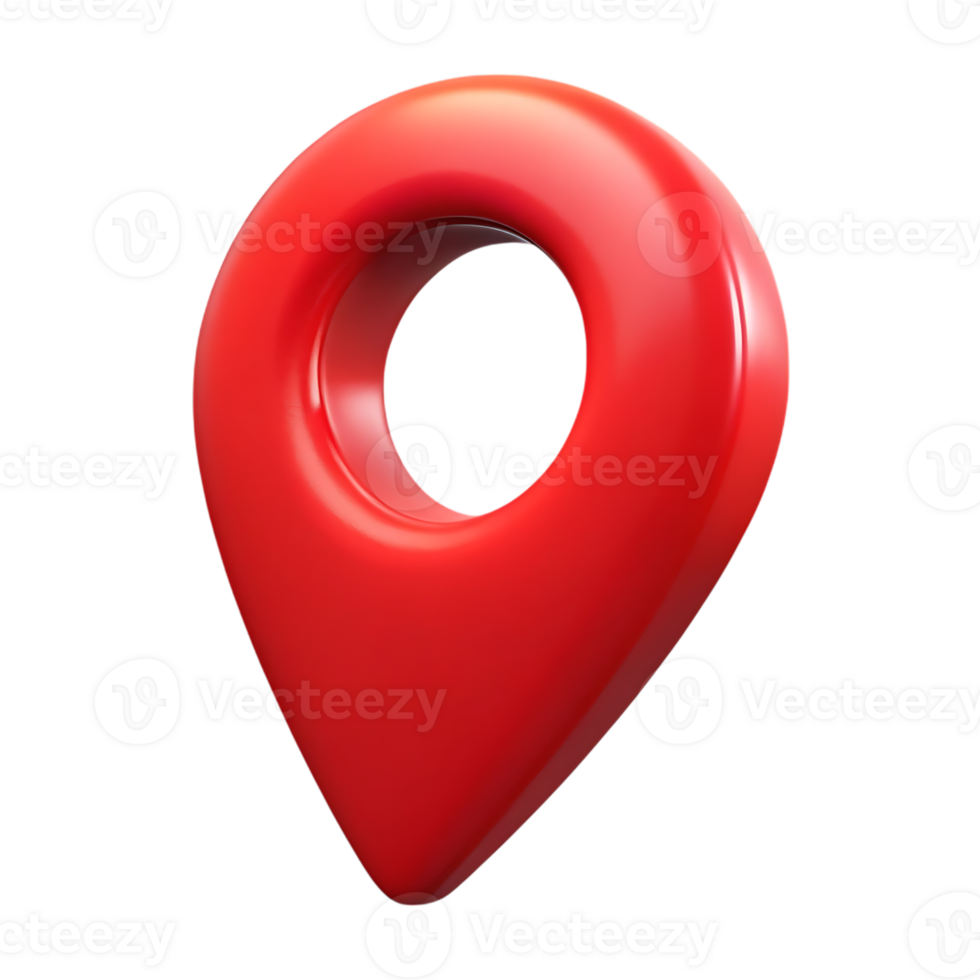 3d style red location pin icon isolated on transparent background png