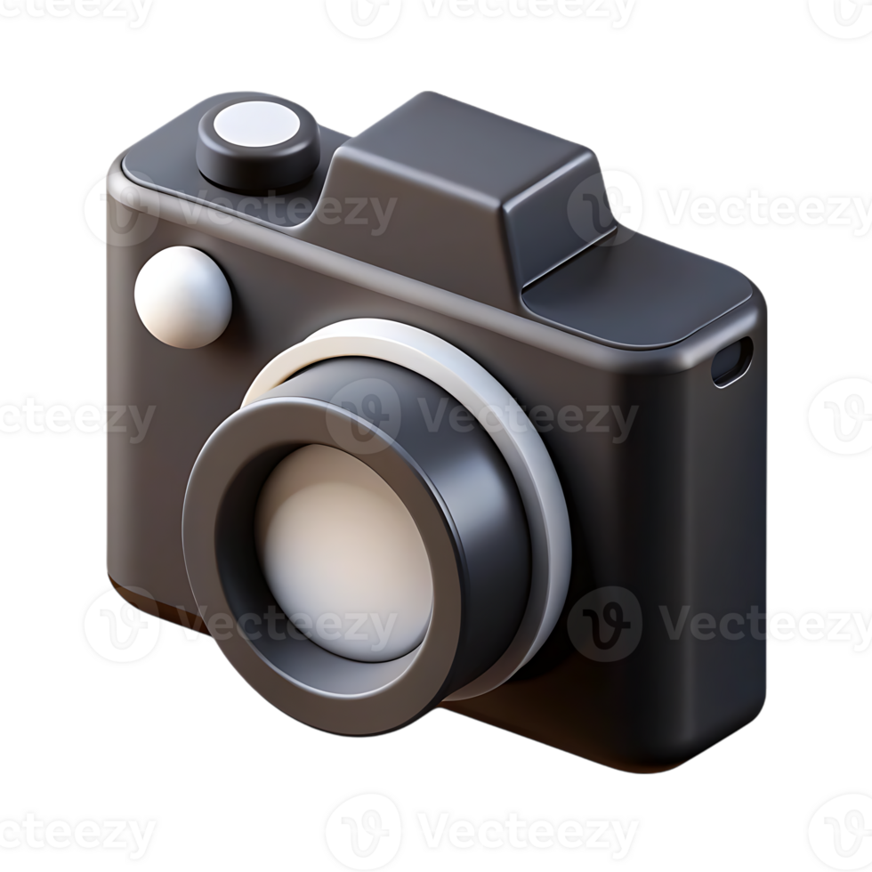 Dark gray 3d style camera icon isolated on transparent background png