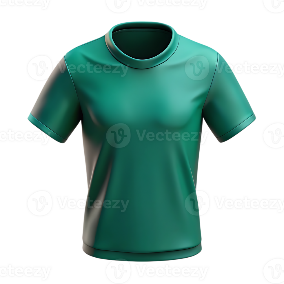 Teal short sleeve t shirt mockup isolated on transparent background png