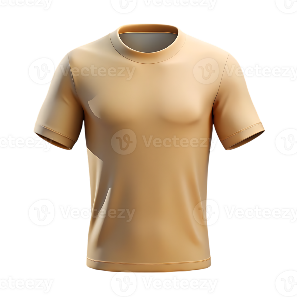 Beige short sleeve crew neck t shirt mockup isolated on transparent background png