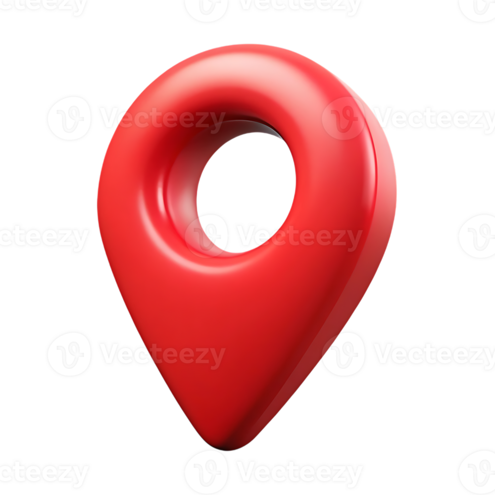 3d rendering red location pin icon isolated on transparent background png