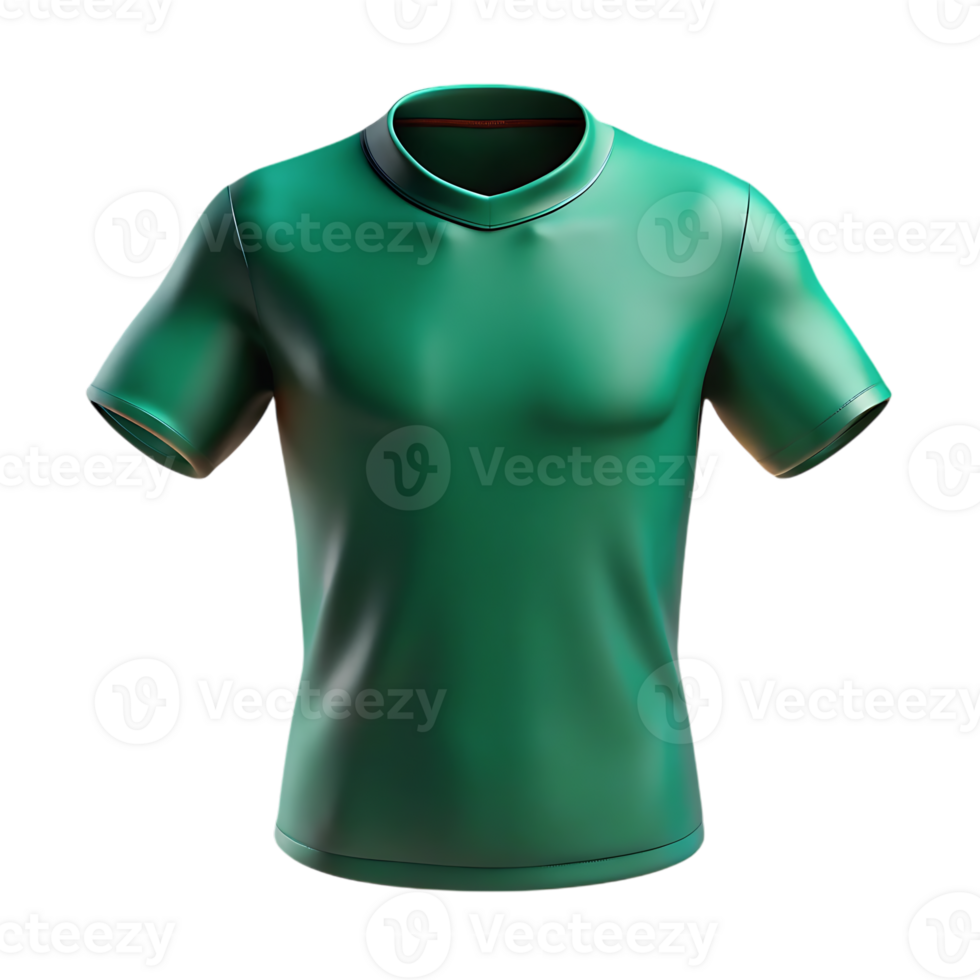 Green short sleeve t shirt mockup isolated on transparent background png