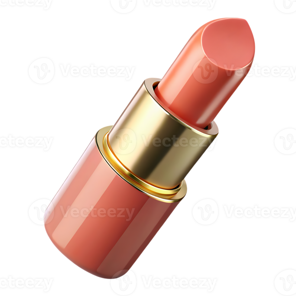 Peach lipstick with gold accents isolated on transparent background png