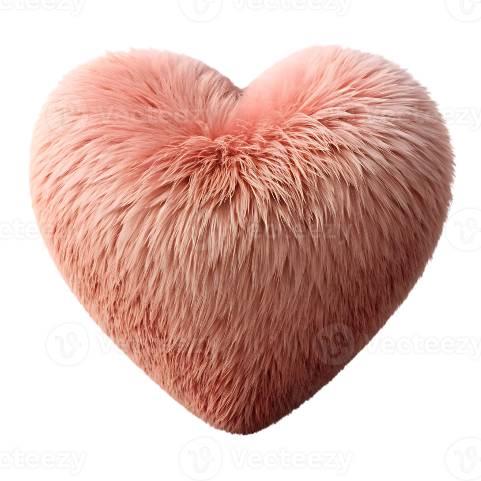 Fluffy pink heart shaped pillow isolated on transparent background png