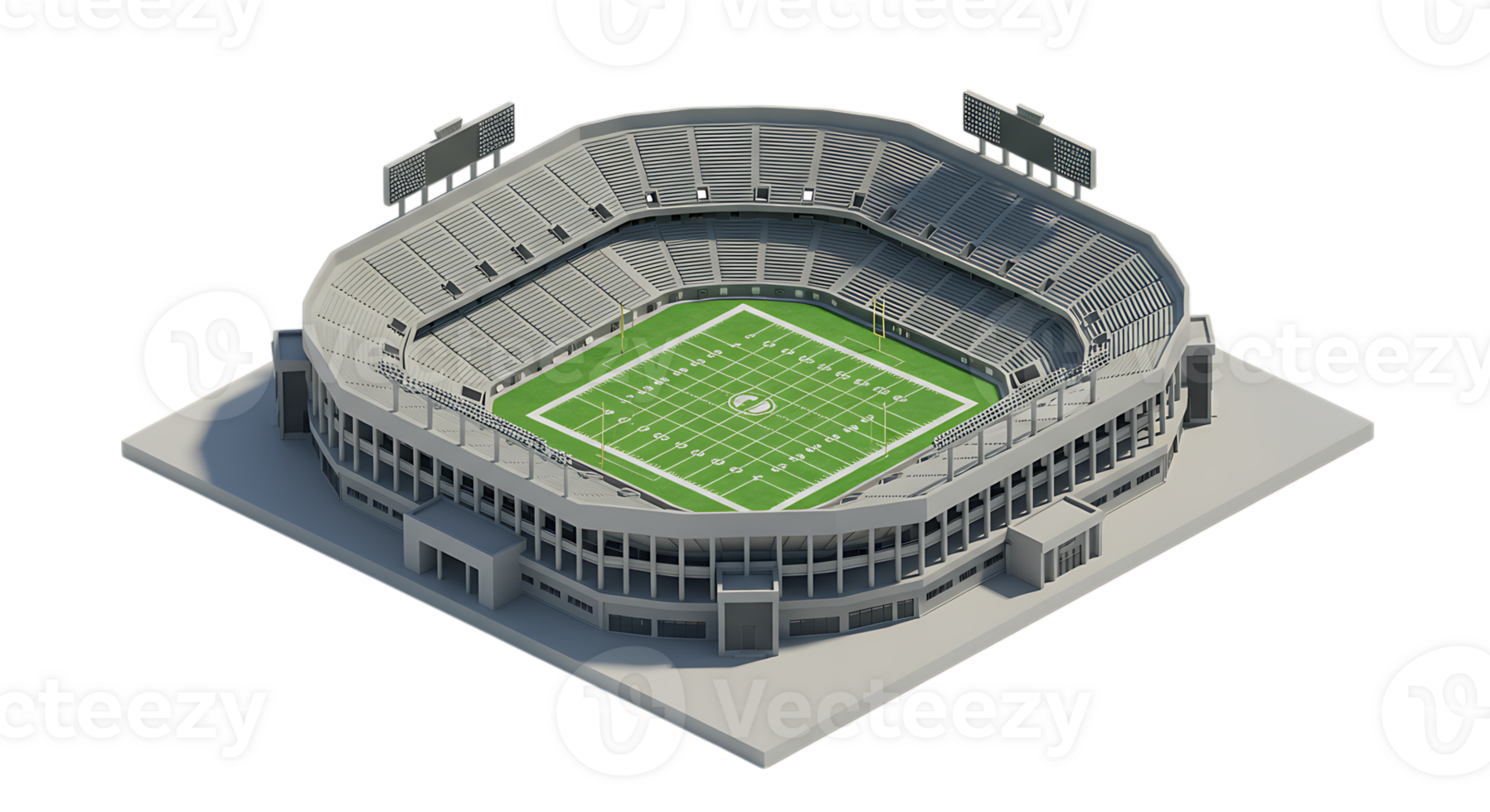 Isometric 3d model of an american football stadium isolated on transparent background png
