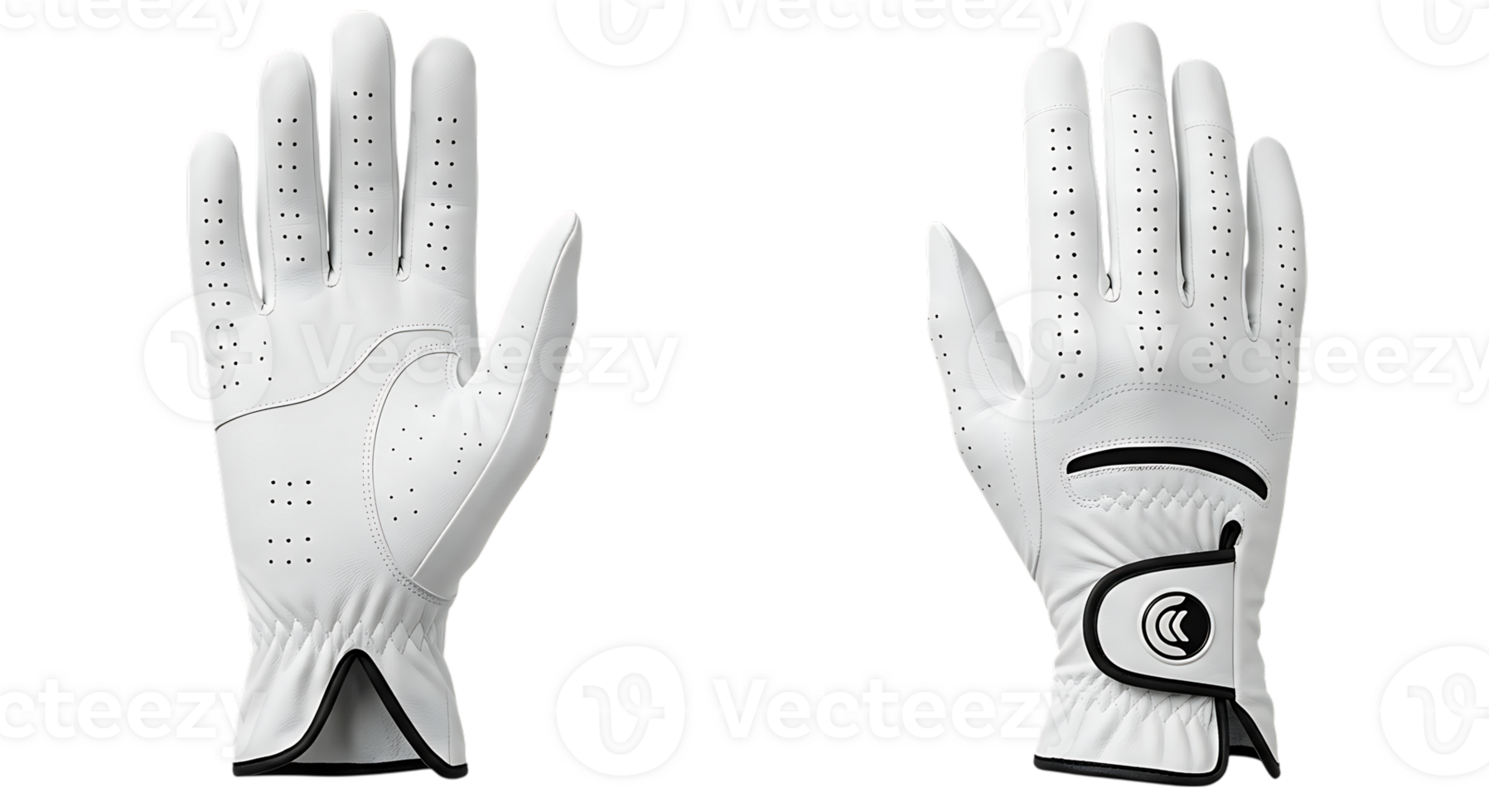 Two white golf glove isolated on transparent background png